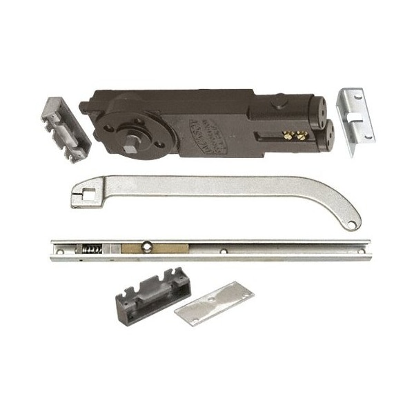 Satin Aluminum Regular Duty Spring 105DegNo Hold Open Overhead Concealed Closer W/ S Offset Slide